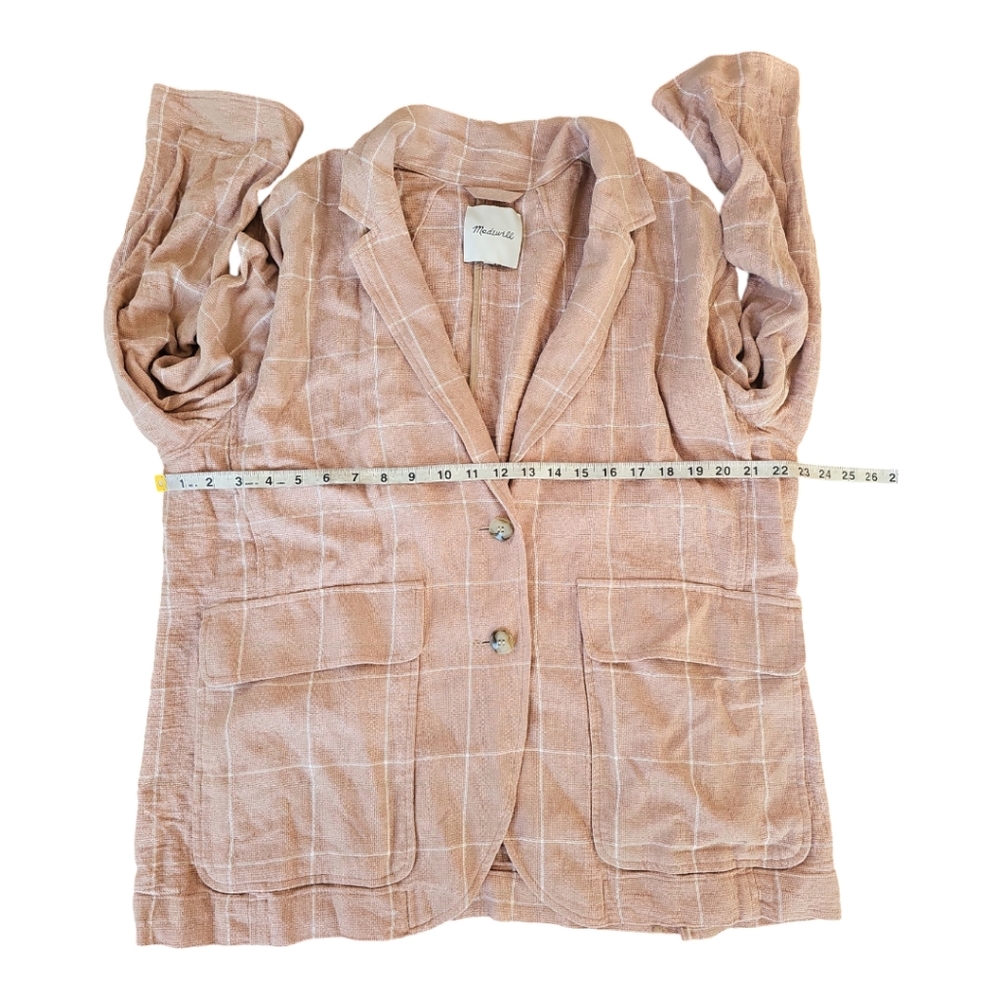 Madewell Breezewoven Larsen Blazer in Windowpane Linen Blend L/XL - Picture 6 of 9